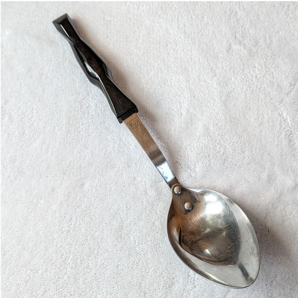Cutco No 1712 Basting Spoon Stainless Steel Black Swirl Handle Made in USA 12.5"
